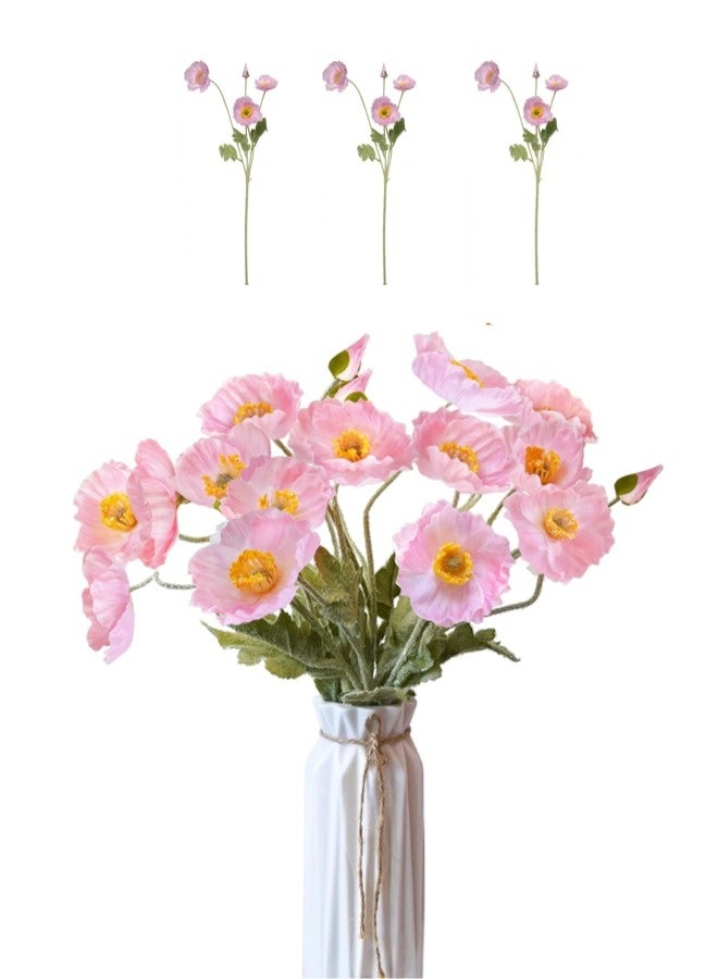 ShebSheb Artificial Flowers 3 PCS Poppy Silk Bouquet,for Wedding, Home, Party Decoration,Table Centerpiece Arrangement - Image 1